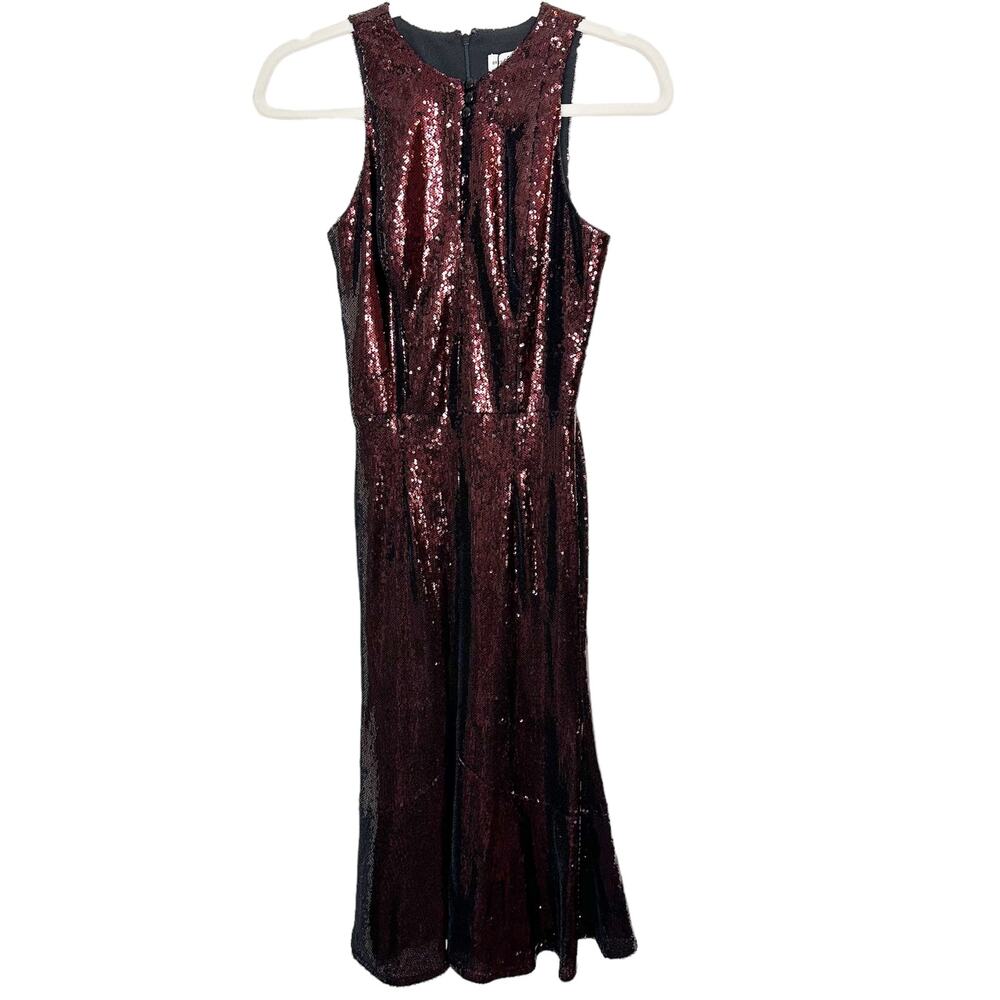 NEW Dress the Population DTP Siena in Port Brown Sequin Formal Dress Gown XS